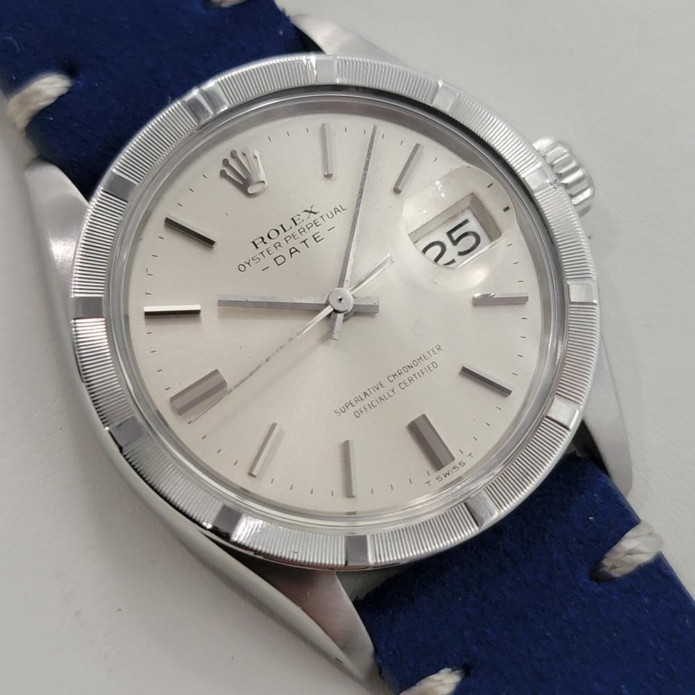 Rolex Oyster Perpetual Date Ref 1501 35mm Mens Vintage Automatic 1970s RA604B In Excellent Condition For Sale In Beverly Hills, CA