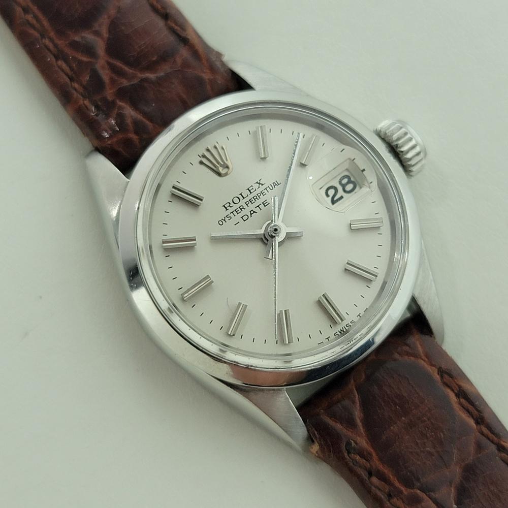 Rolex Oyster Perpetual Date Ref 6516 25mm Ladies Automatic 1960s Luxury RA500B In Excellent Condition For Sale In Beverly Hills, CA