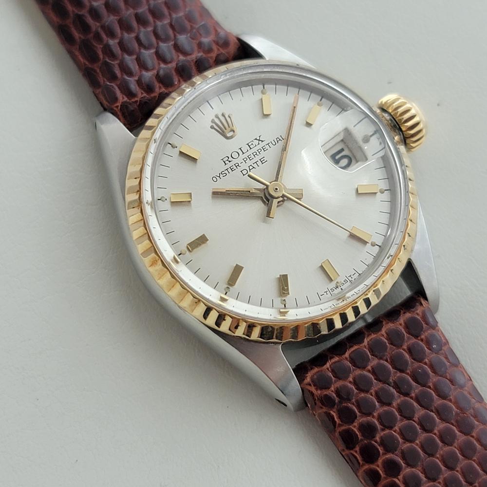 Rolex Oyster Perpetual Date Ref 6517 25mm Ladies 18K SS Automatics 1960s RA583 Excellent état - En vente à Beverly Hills, CA