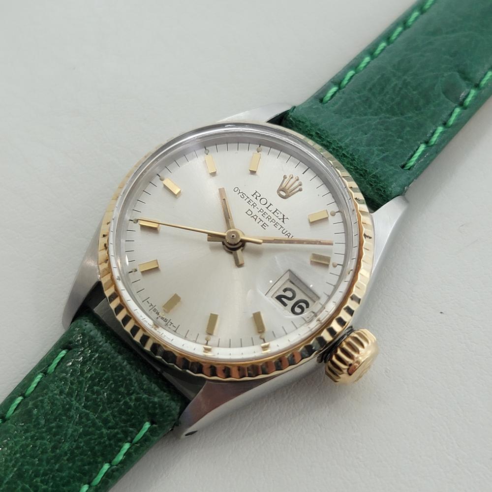Women's Rolex Oyster Perpetual Date Ref 6517 25mm Ladies 18K SS Automatic 1960s RA583B For Sale