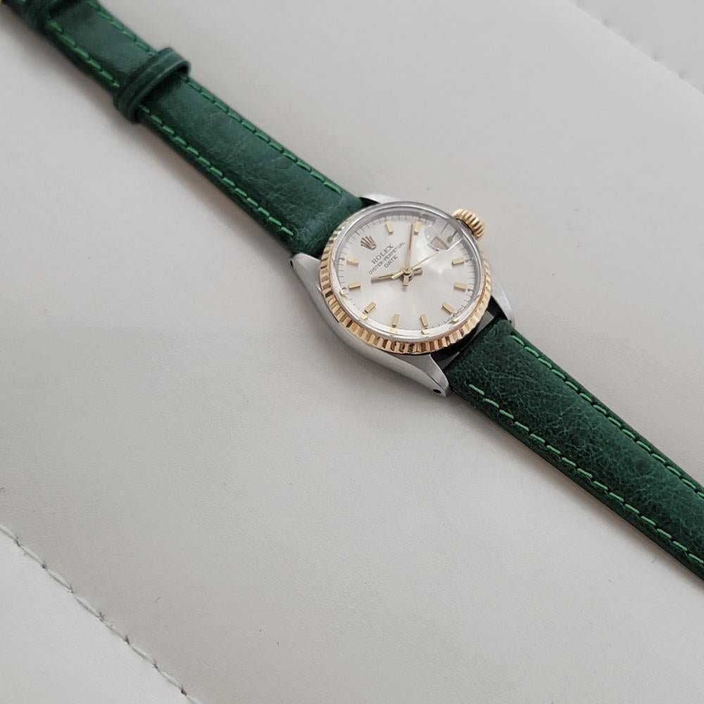 Rolex Oyster Perpetual Date Ref 6517 25mm Ladies 18K SS Automatic 1960s RA583B For Sale 3
