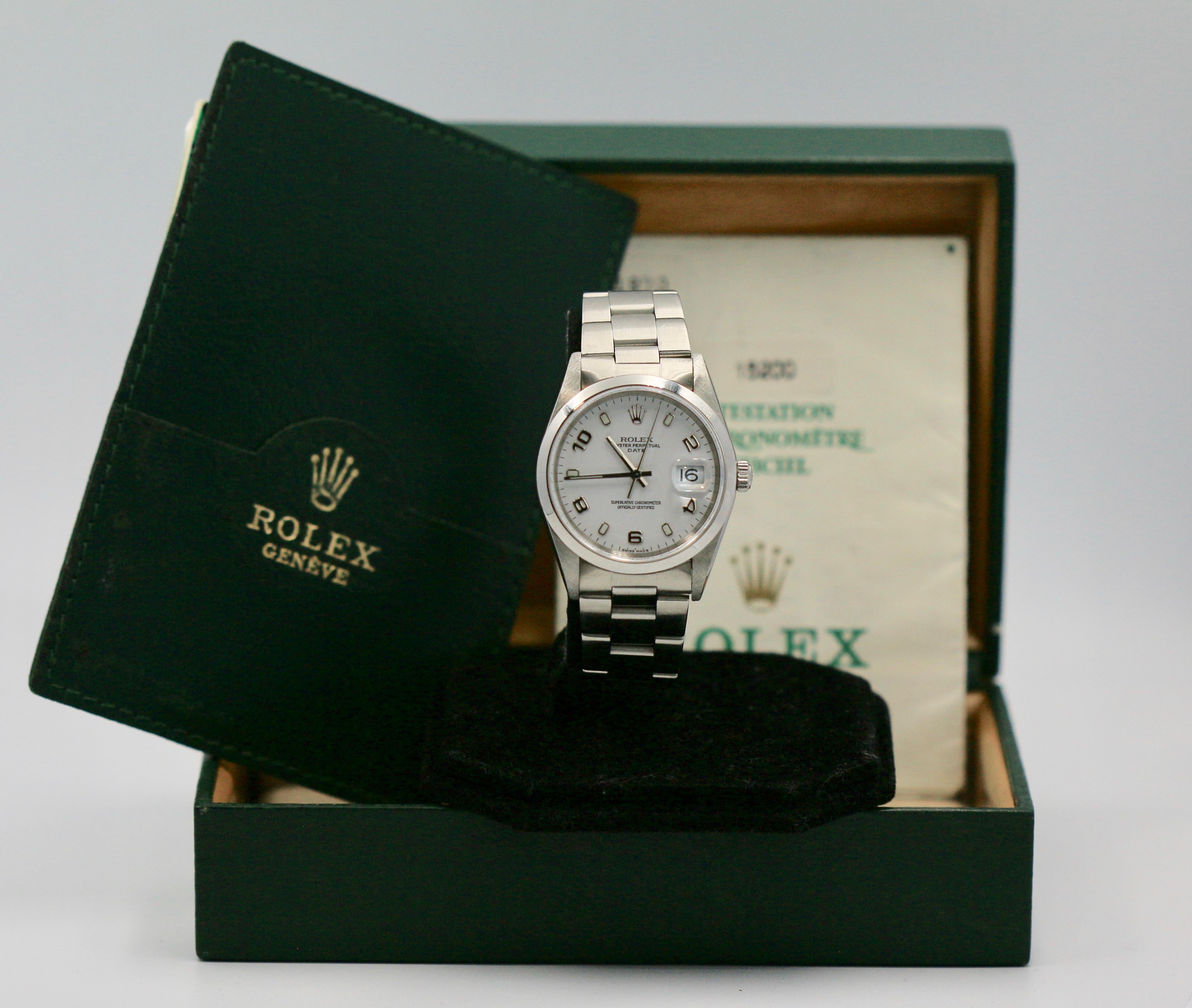 Rolex Oyster Perpetual Date
Diameter 34mm
Reference 15200
Steel material
Date function
White dial
The watch comes with its original box and papers
Excellent condition
1 year warranty from date of purchase for malfunction
