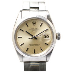 Rolex Montre automatique Oyster Perpetual Date 1500 avec cadran argenté et papiers, 1969