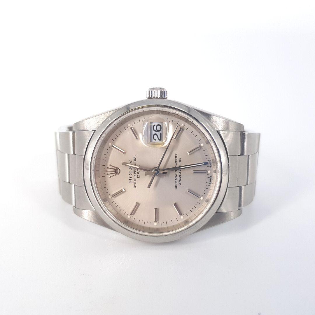 Rolex Oyster Perpetual Date Silver In Excellent Condition In Cape Town, ZA