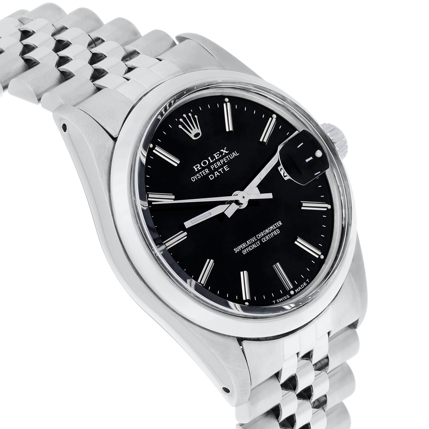 men rolex date stainless steel watch jubilee band white & black roman dial 15000