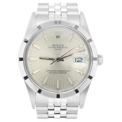 Vintage Rolex Oyster Perpetual Date Stainless Steel Watch Jubilee Silver Index Dial 1501