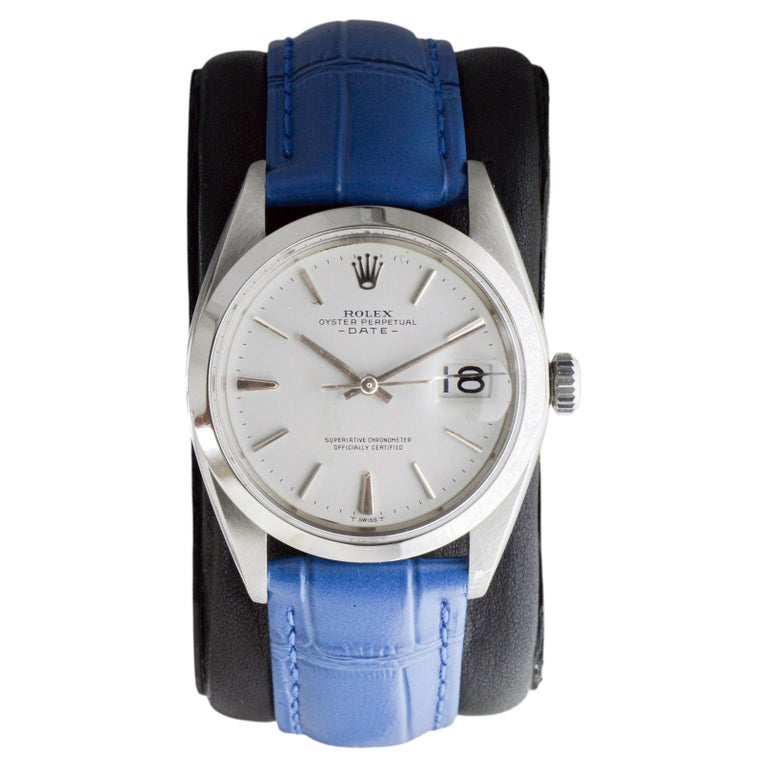 Rolex Oyster Perpetual Date Stainless Steel with Custom White Dial circa 1960's