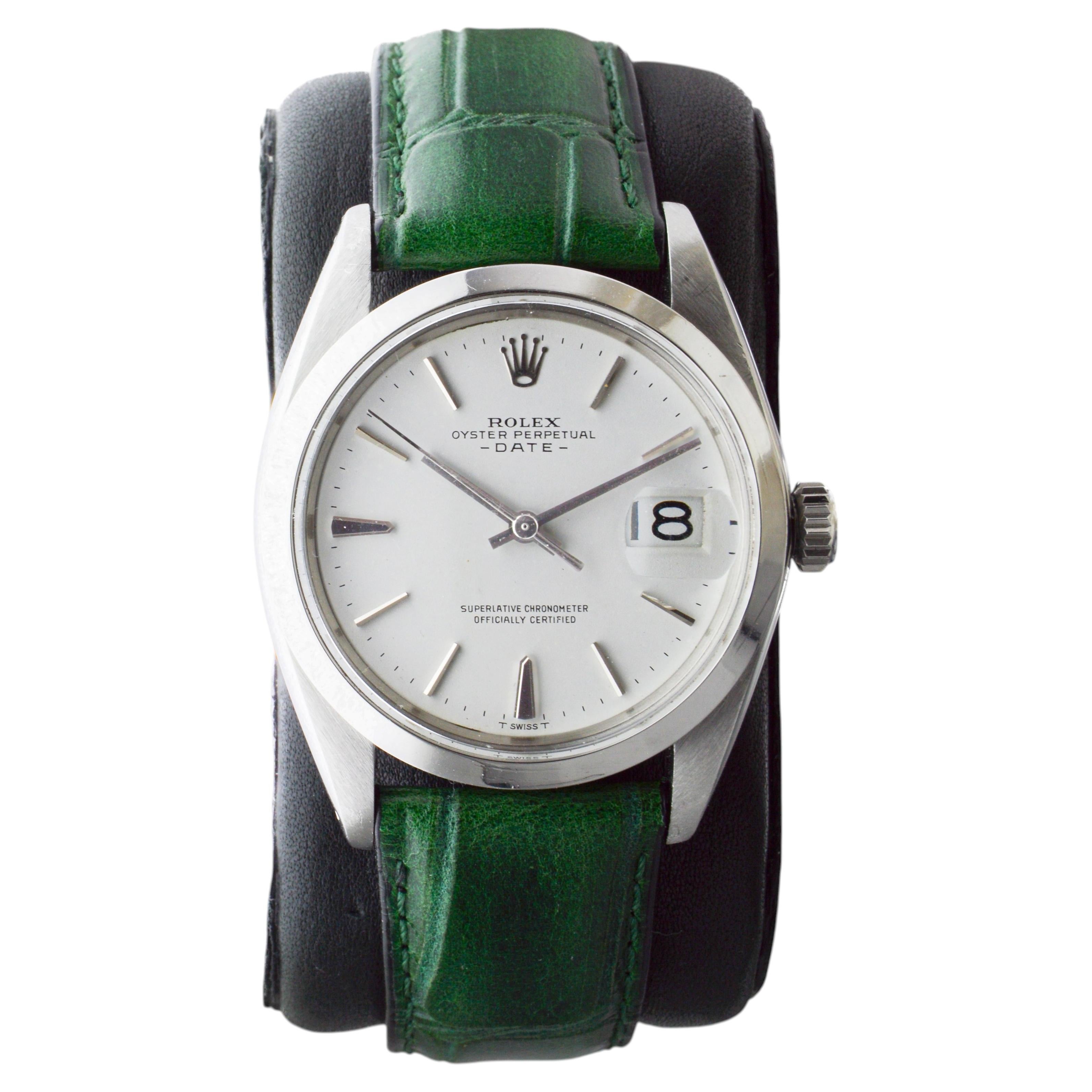 Rolex Oyster Perpetual Date Stainless Steel with Custom White Dial circa 1960's