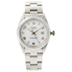 Montre Rolex Oyster Perpetual Date Acier Blanc Cadran Arabe Automatique Unisex 15200