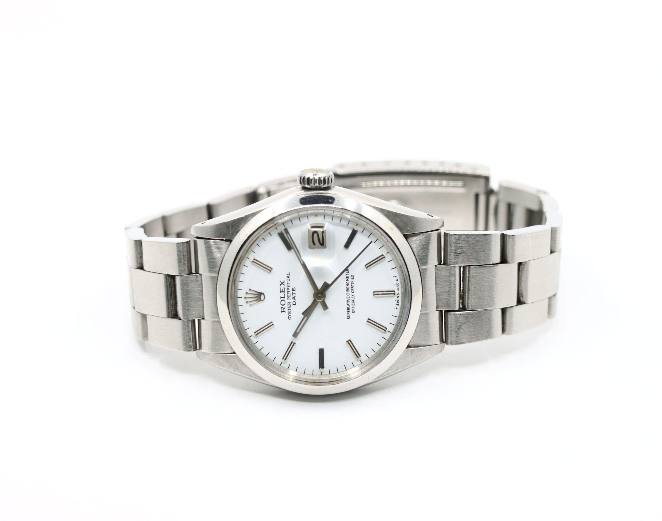 ROLEX Oyster Perpetual Date Watch In Good Condition For Sale In Flushing, NY