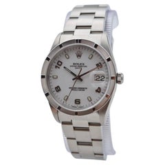 Rolex Oyster Perpetual Date White Arabic Dial 34mm Steel Ref: 15210