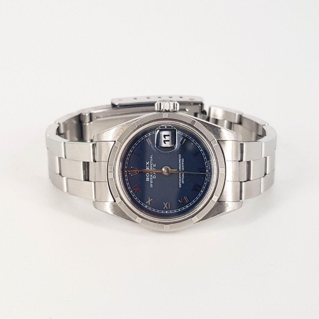 Rolex Oyster Perpetual Date with blue face In Good Condition For Sale In Cape Town, ZA