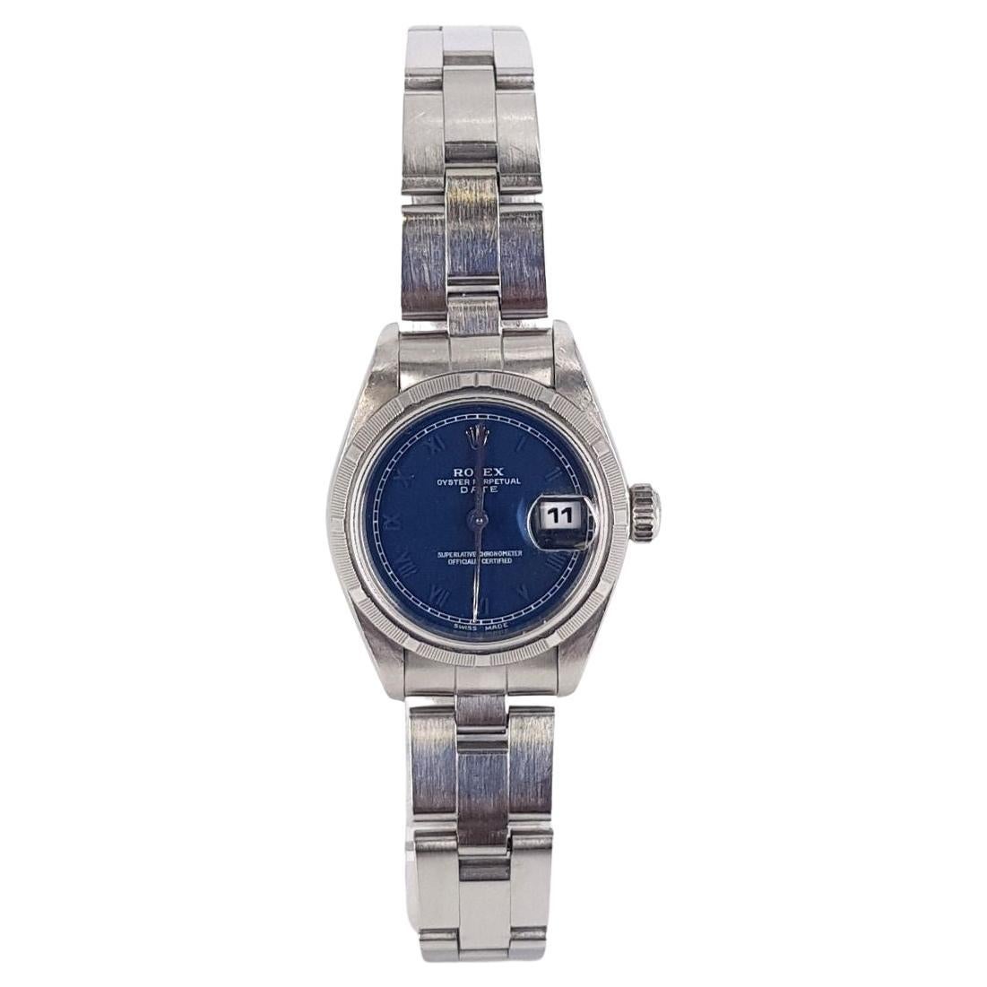 Rolex Oyster Perpetual Date with blue face For Sale