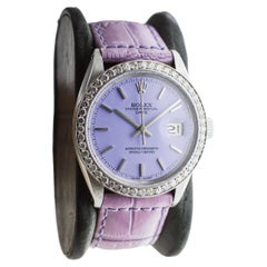 Rolex Oyster Perpetual Date With Diamond Bezel & Custom Purple Dial 1960's