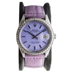 Retro Rolex Oyster Perpetual Date With Diamond Bezel & Custom Purple Dial 1960's