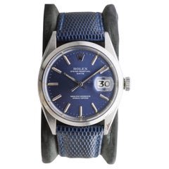 Rolex Oyster Perpetual Date With Factory Original Navy Blue Dial circa 1970's