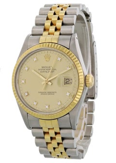 Rolex Oyster Perpetual Datejust 16013 Diamond Dial Men's Watch Box Papers