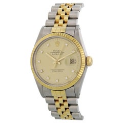 Retro Rolex Oyster Perpetual Datejust 16013 Diamond Dial Men's Watch Box Papers