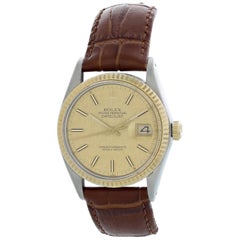 Vintage Rolex Oyster Perpetual Datejust 16013 Linen Dial Men's Watch
