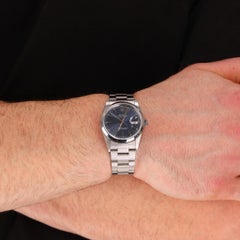 Rolex Oyster Perpetual Datejust 16200 Stainless Steel Watch With Blue Dial