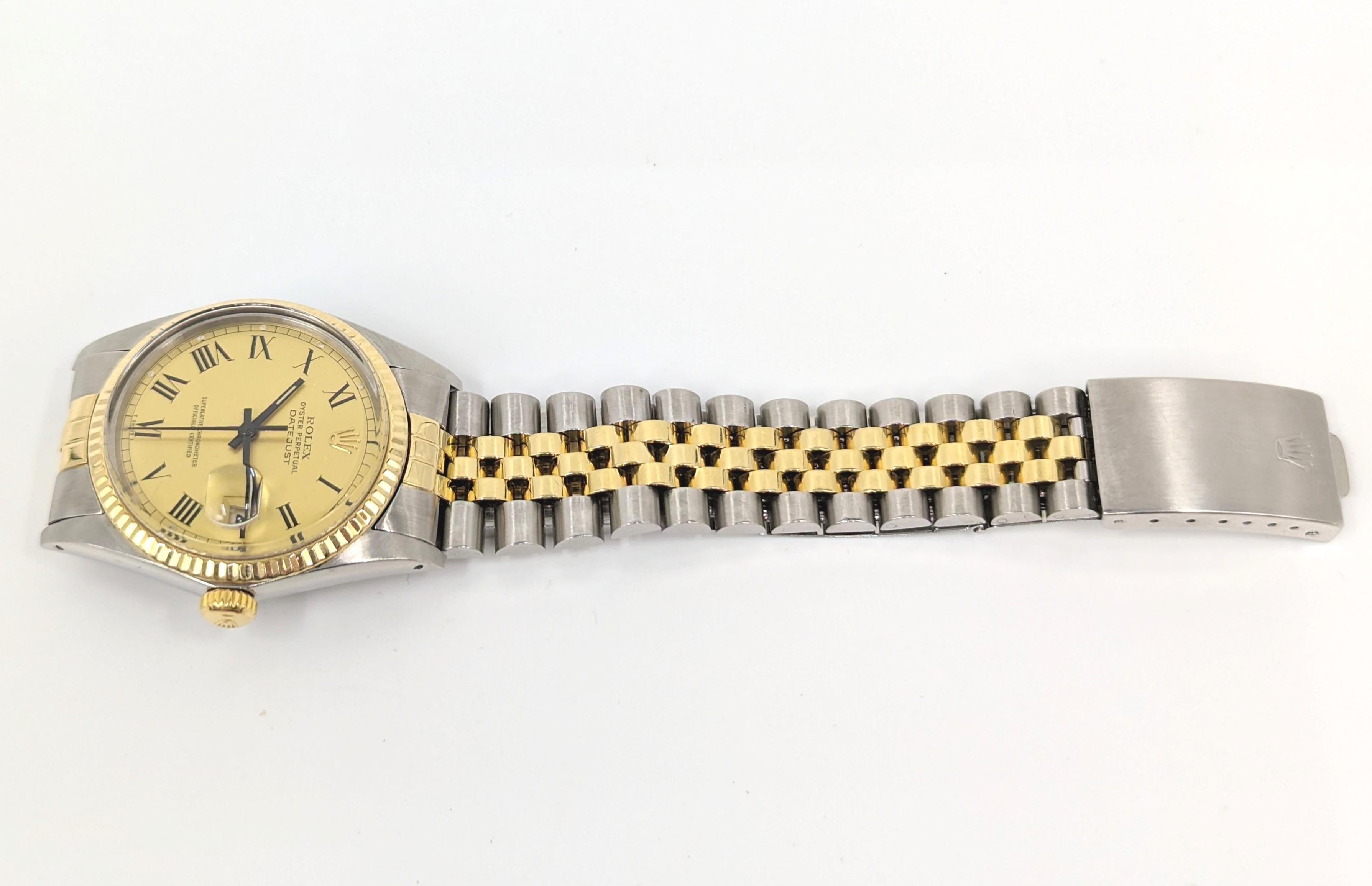 Rolex Oyster Perpetual Datejust 18k/SS YG 2tone Watch Collectible Buckley 16013 en vente 4