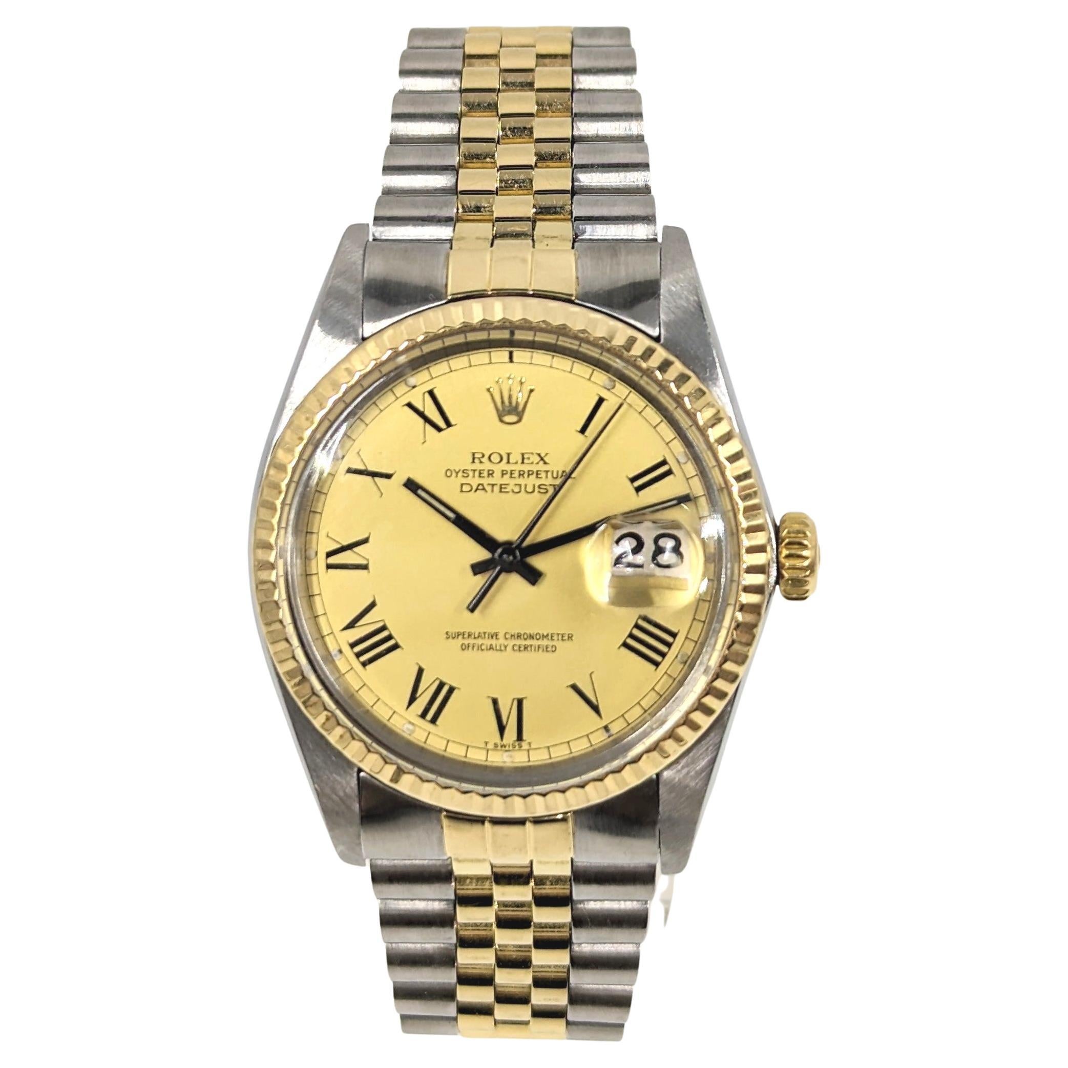Rolex Oyster Perpetual Datejust 18k/SS YG 2-Stein-Uhr mit Sammlerschnalle 16013
