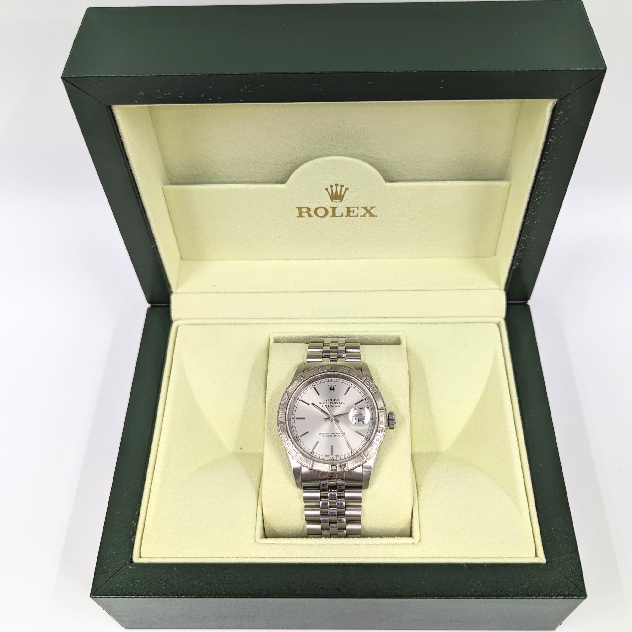 Rolex Oyster Perpetual Datejust 18k WG/SS Turn-o-graph Watch Thunderbird 16264 For Sale 2