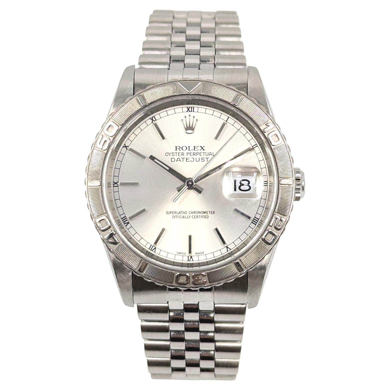 Rolex Oyster Perpetual Datejust 18k WG/SS Turn-o-graph Watch Thunderbird 16264 For Sale