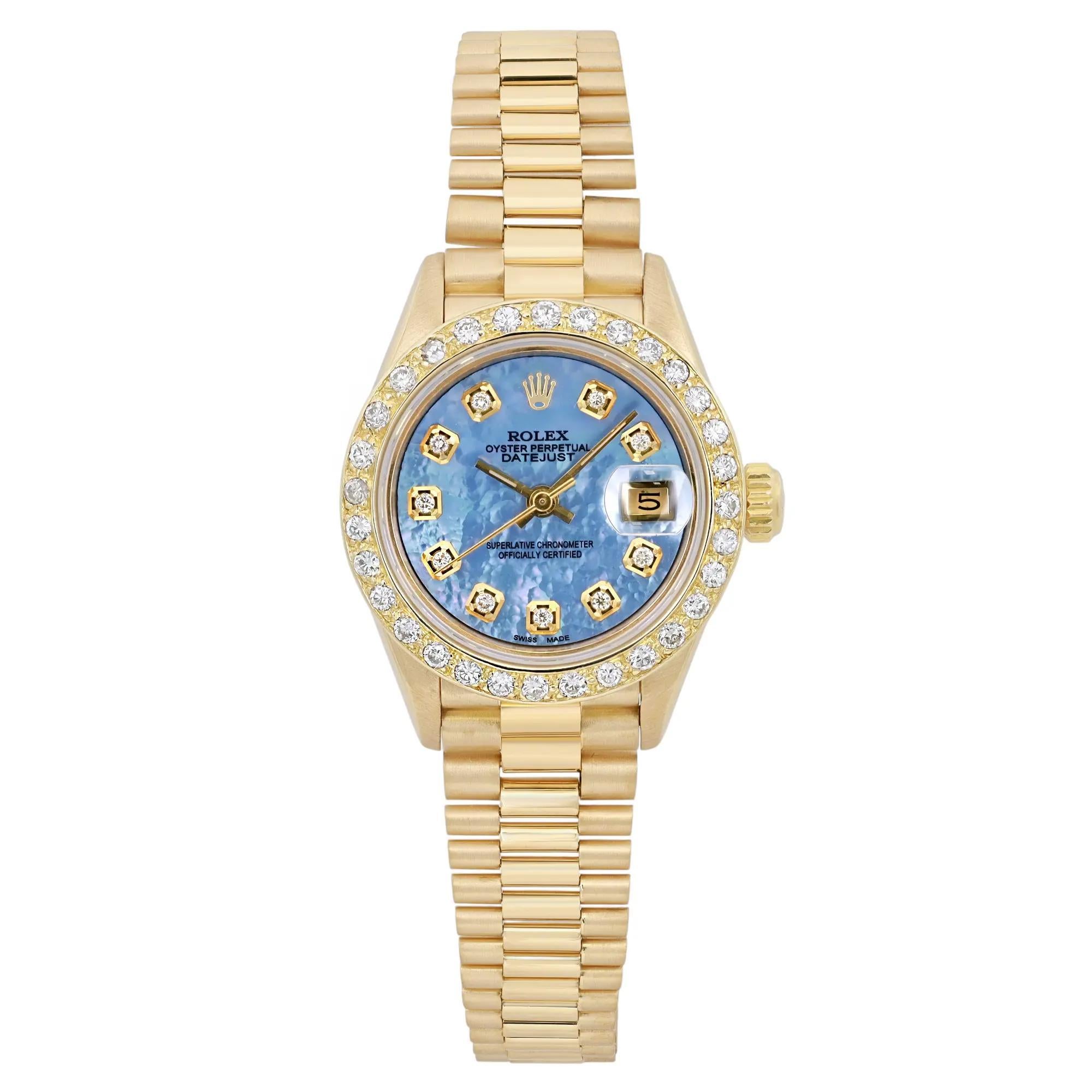Rolex Oyster Perpetual Datejust 26MM Oro Diamante Orologio personalizzato 69178