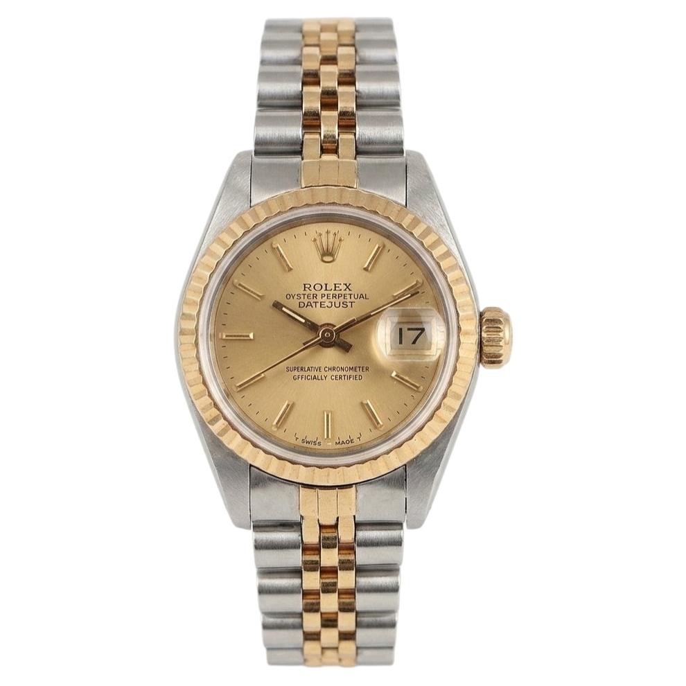 Rolex Oyster Perpetual Datejust 26mm Two-Tone 18k Gold Steel Watch For Sale
