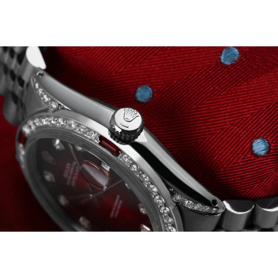 Rolex Montre Oyster Perpetual Datejust rouge avec cadran en diamants et rubis 16014 Excellent état - En vente à New York, NY
