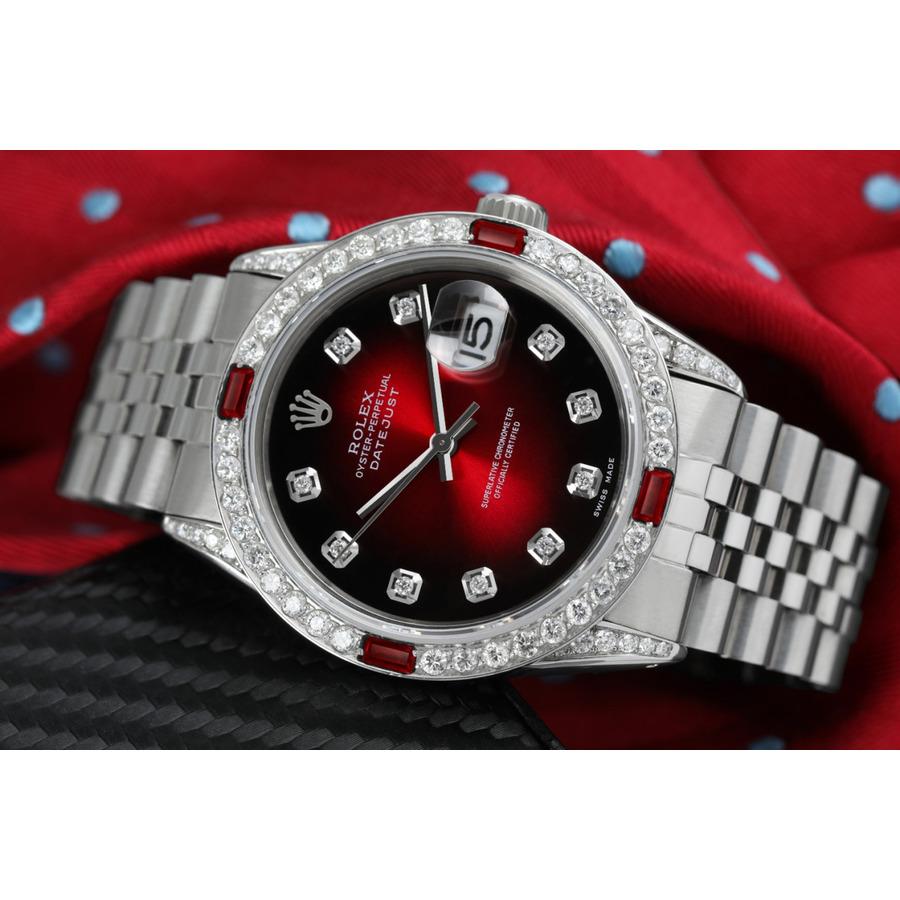 Rolex Montre Oyster Perpetual Datejust rouge avec cadran en diamants et rubis 16014 Pour hommes en vente