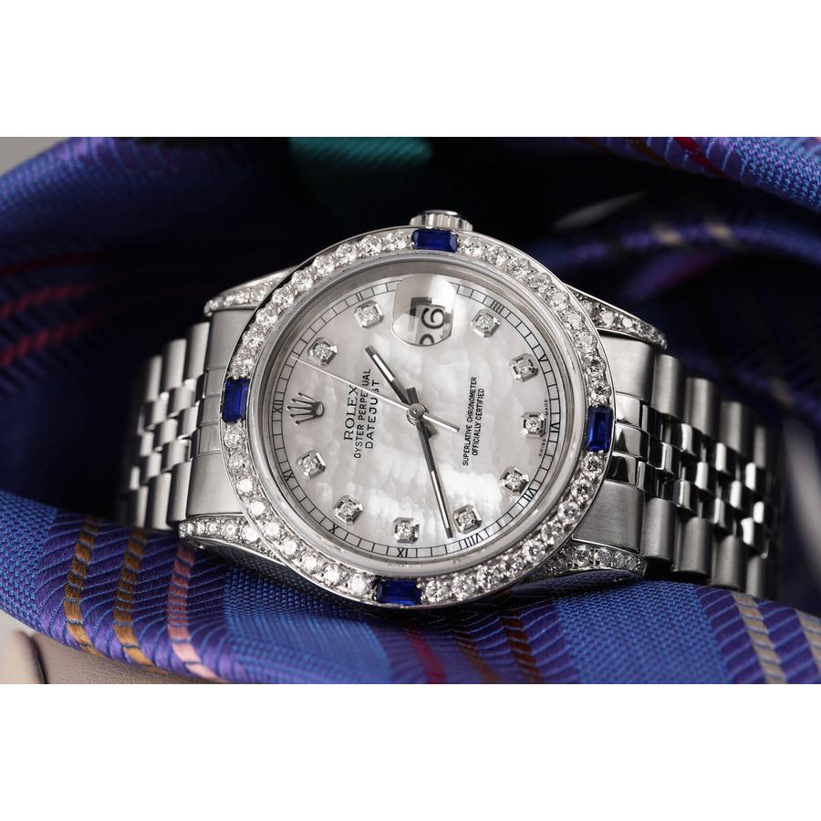 Rolex Montre Oyster Perpetual Datejust en nacre et diamants blancs Excellent état - En vente à New York, NY