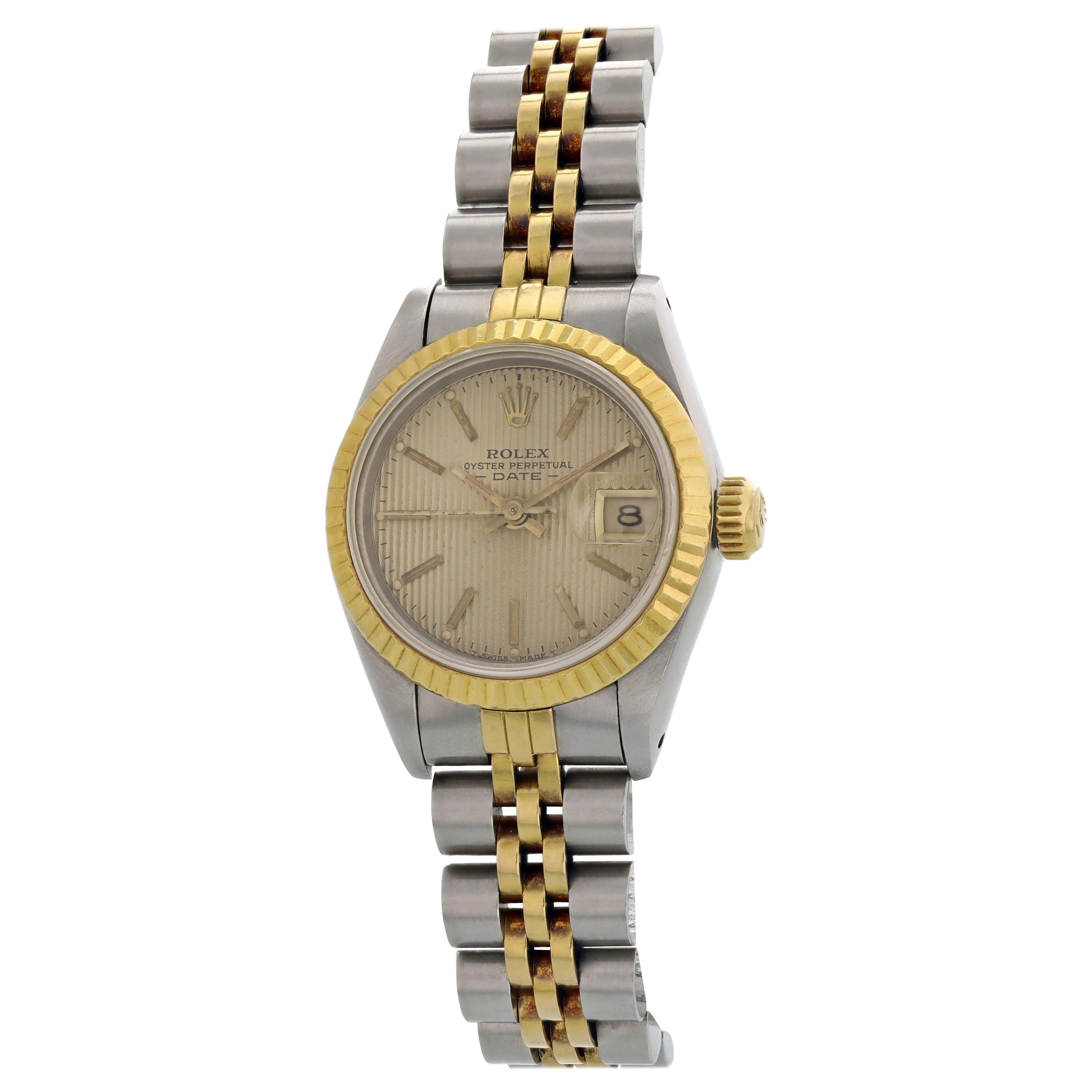 Rolex Oyster Perpetual Datejust 69173 Tapestry Dial Ladies Watch For Sale
