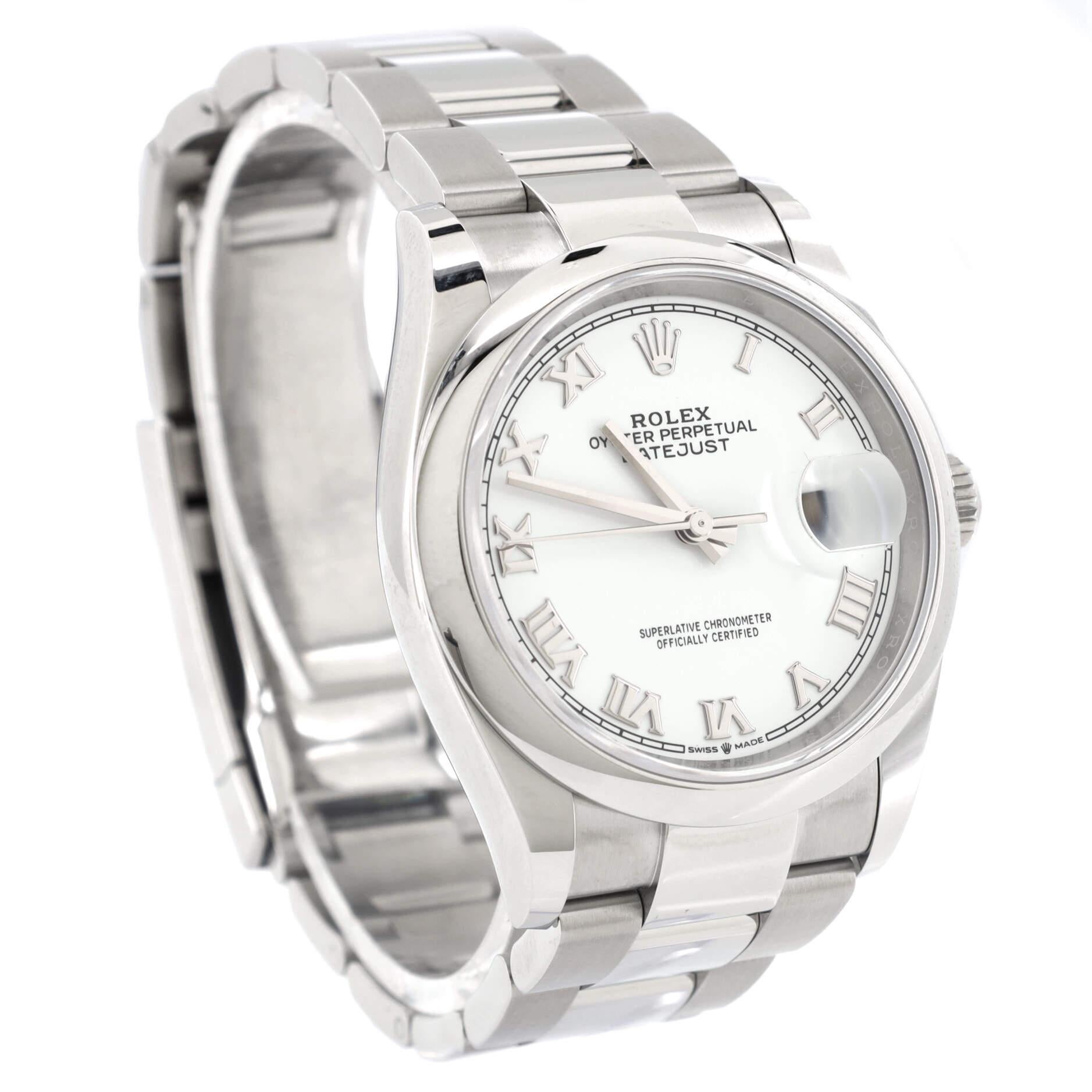 Rolex Oyster Perpetual Datejust Automatic Watch Stainless Steel 36 In Good Condition In New York, NY