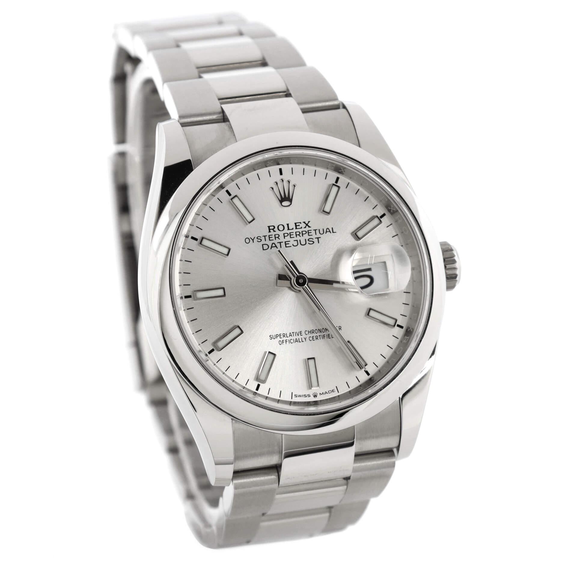 Oyster Perpetual Datejust Automatikuhr aus Edelstahl 36 im Zustand „Gut“ in New York, NY