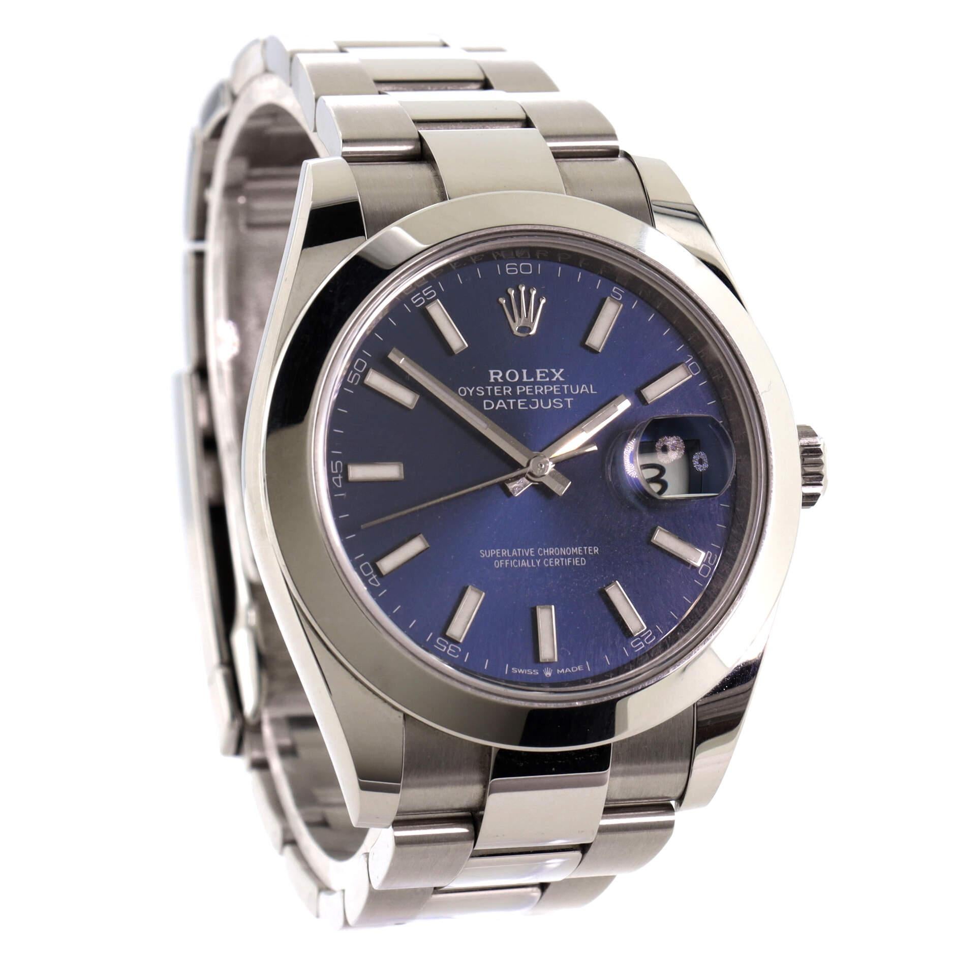 Oyster Perpetual Datejust Automatikuhr aus Edelstahl 41 im Zustand „Gut“ in New York, NY