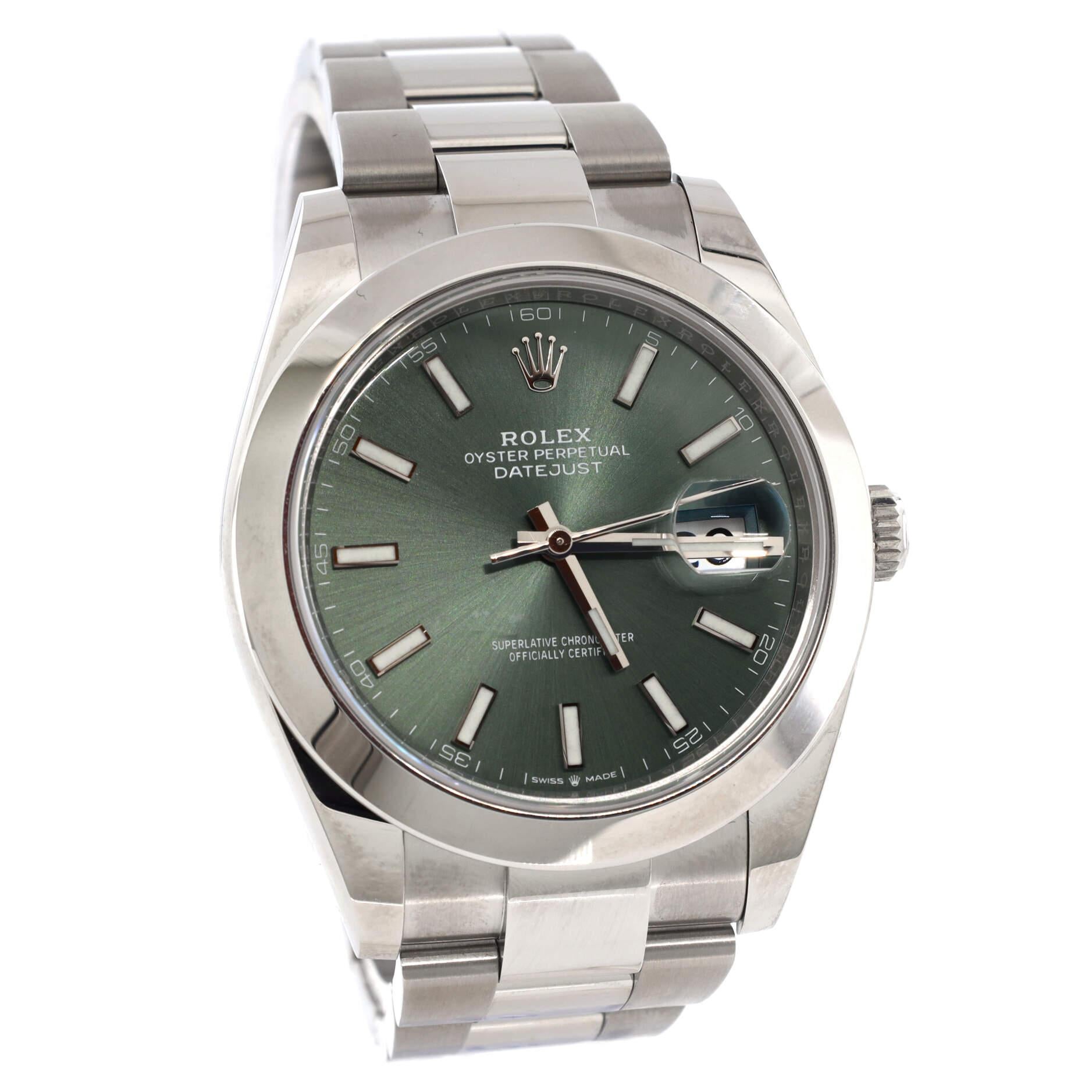 Oyster Perpetual Datejust Automatikuhr aus Edelstahl 41 im Zustand „Gut“ in New York, NY