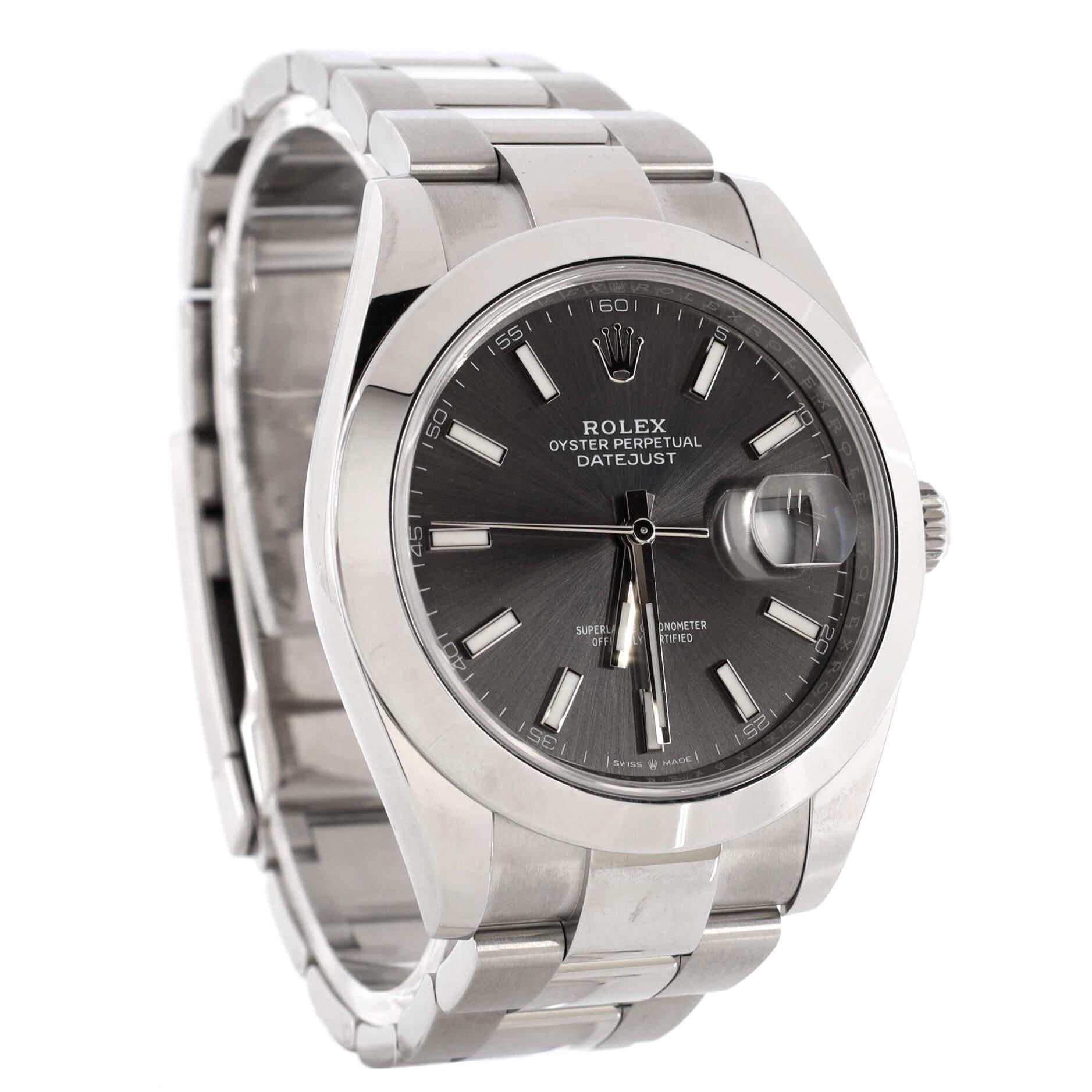 Oyster Perpetual Datejust Automatikuhr aus Edelstahl 41 im Zustand „Gut“ in New York, NY