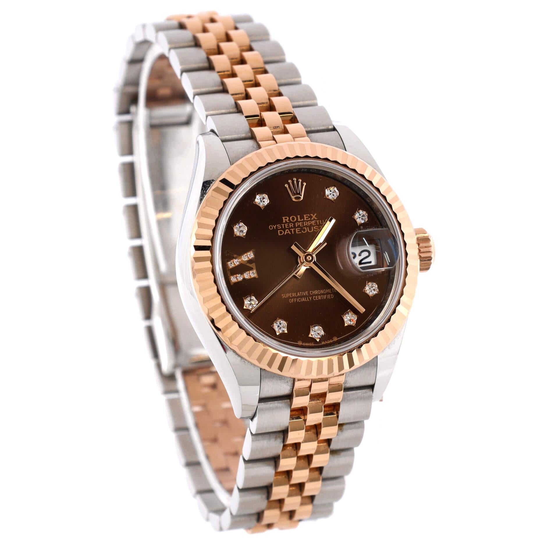Rolex Oyster Perpetual Datejust Automatic Watch Stainless Steel and Rose In Good Condition In New York, NY