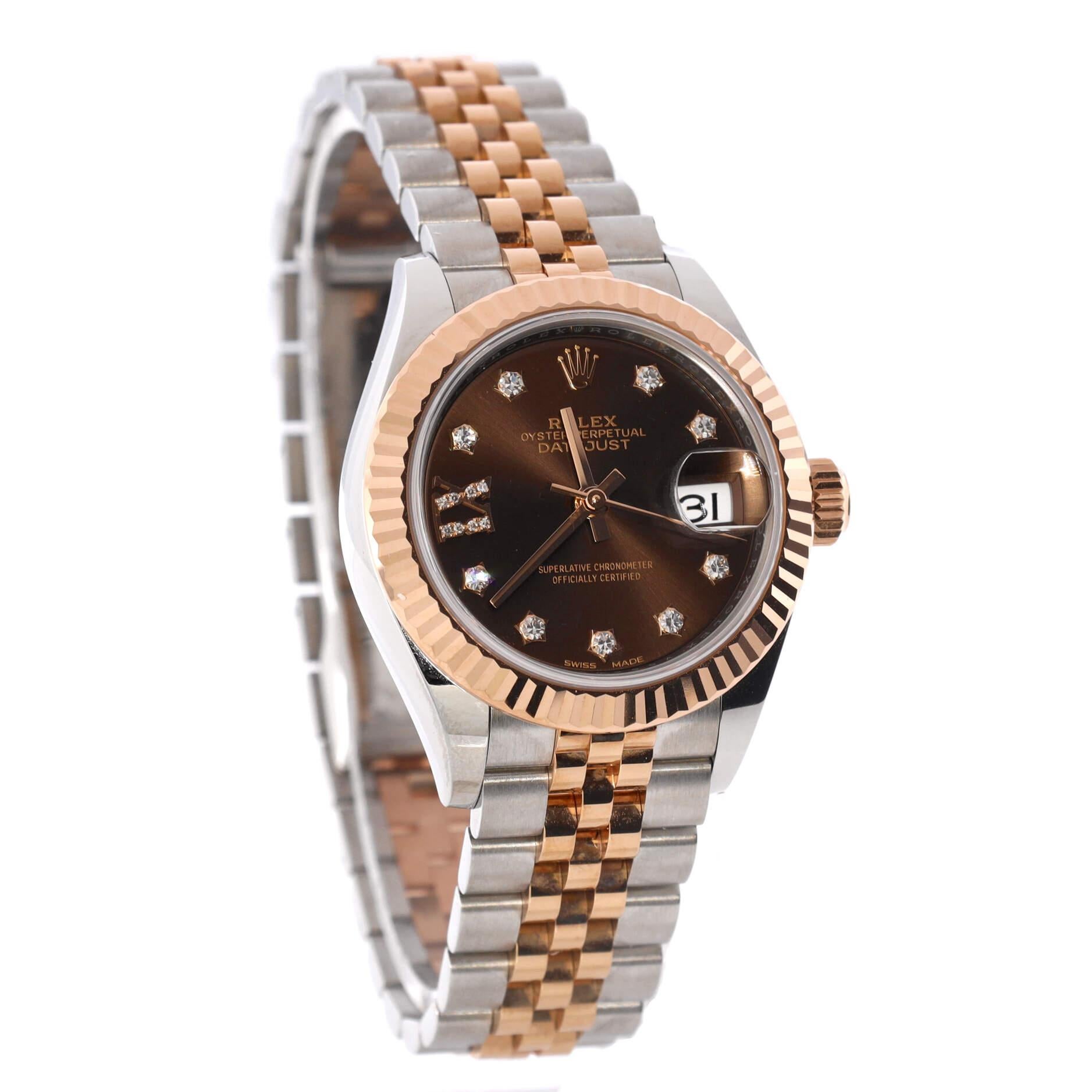 Rolex Oyster Perpetual Datejust Automatikuhr aus Edelstahl und Roségold im Zustand „Gut“ in New York, NY