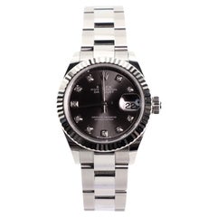 Rolex Oyster Perpetual Montre automatique Datejust en acier inoxydable et blanc