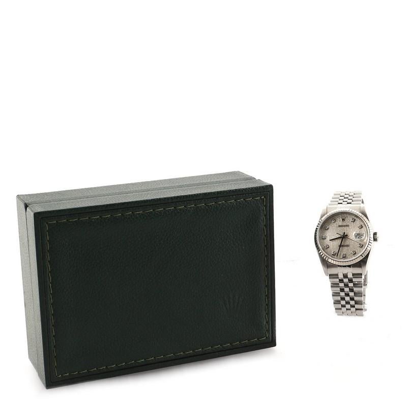 Estimated Retail Price: $10,500
Condition: Very good. Moderate scratches and wear on case and strap.
Accessories: Box
Measurements: Case Size/Width: 36mm, Watch Height: 12mm, Band Width: 20mm, Wrist circumference: 7.0