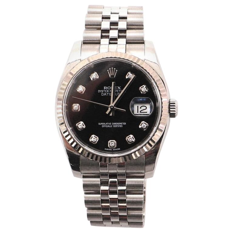 Rolex Oyster Perpetual Datejust Automatic Watch Stainless Steel and White Gold