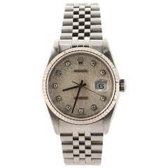 Antique Rolex Oyster Perpetual Datejust Automatic Watch Stainless Steel and White Gold