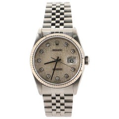 Antique Rolex Oyster Perpetual Datejust Automatic Watch Stainless Steel and White Gold