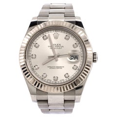 Used Rolex Oyster Perpetual Datejust Automatic Watch Stainless Steel and White Gold