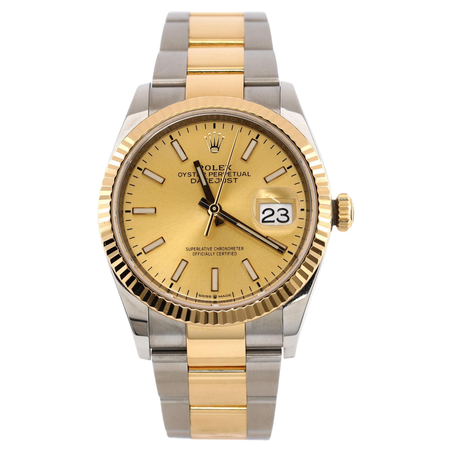 Rolex Oyster Perpetual Datejust Automatic Watch Stainless Steel and Yellow Gold For Sale