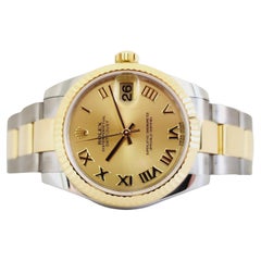Rolex Oyster Perpetual Datejust Champagne Dial 18k Two Tone
