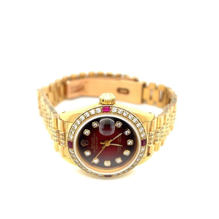 Single Cut Rolex Oyster Perpetual Datejust Lady's Watch For Sale